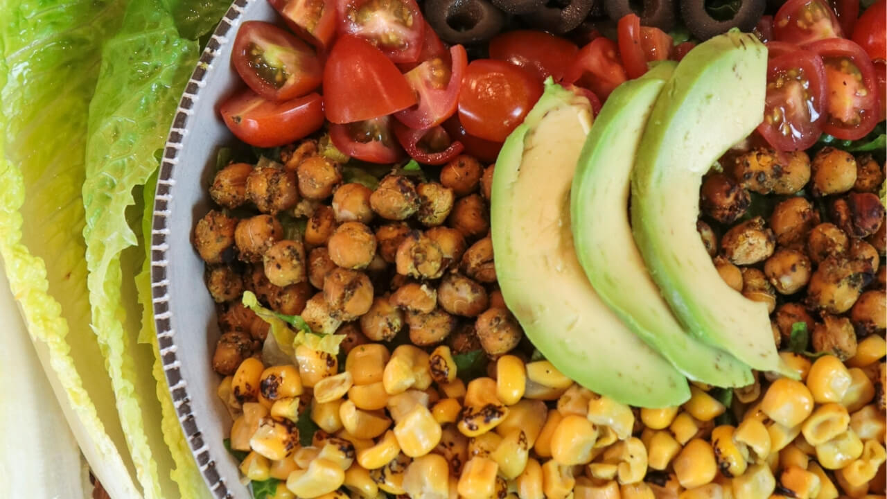 Cobb Salad with Lemon Pepper Chickpeas