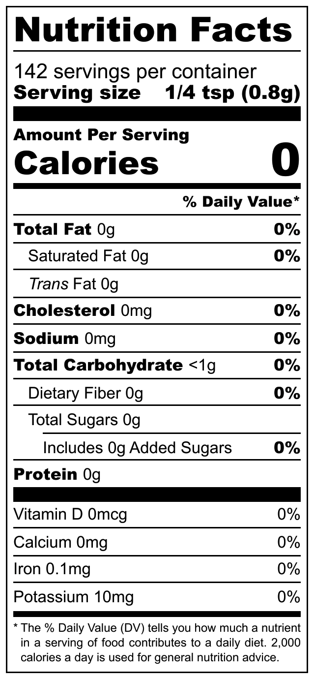 Nutrition Fact sheet