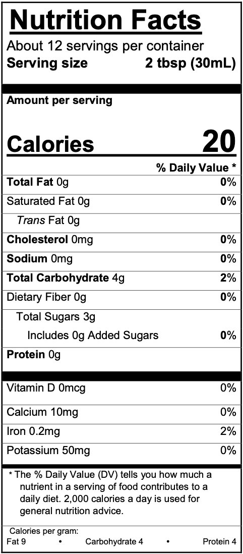 Nutrition Fact sheet