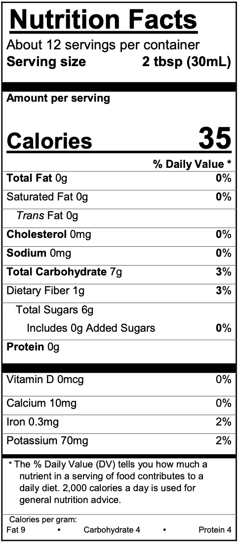 Nutrition Fact sheet