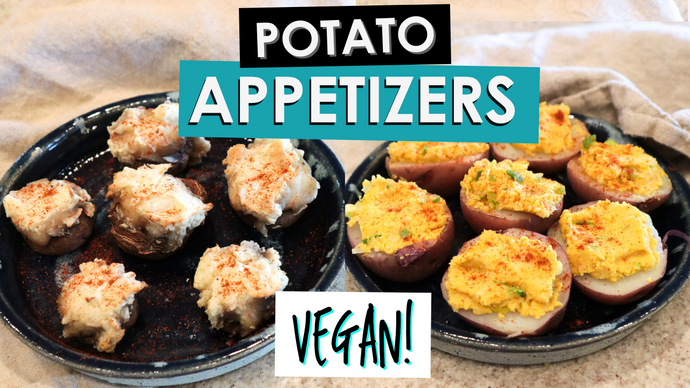 Easy Vegan Finger Foods: Deviled Potatoes & Stuffed Mushrooms | Oil Free