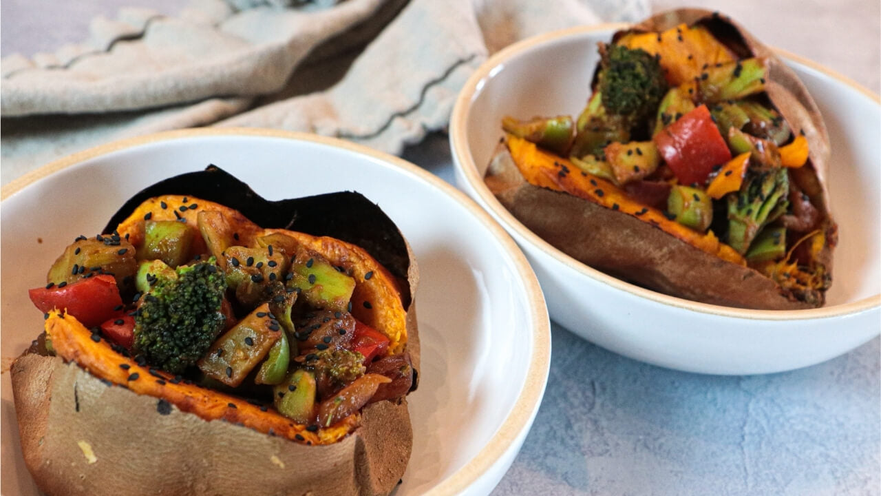 Asian Stuffed Sweet Potatoes