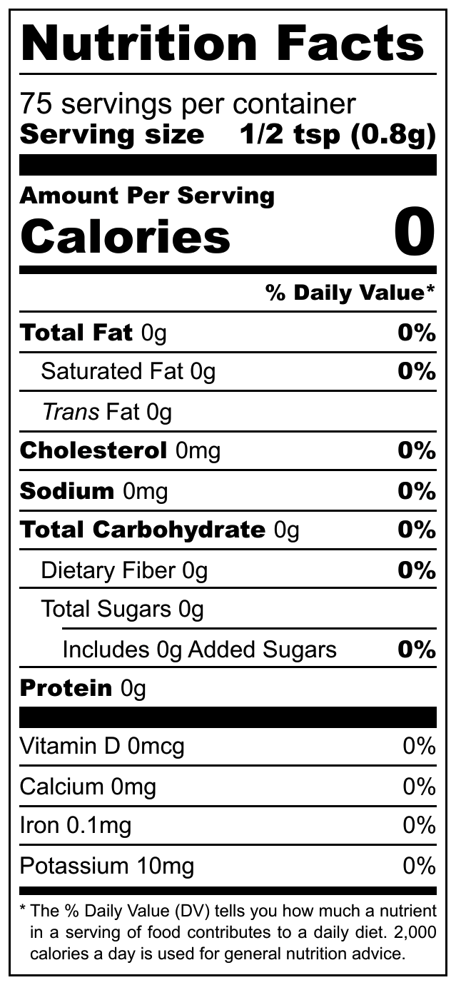Nutrition Fact sheet