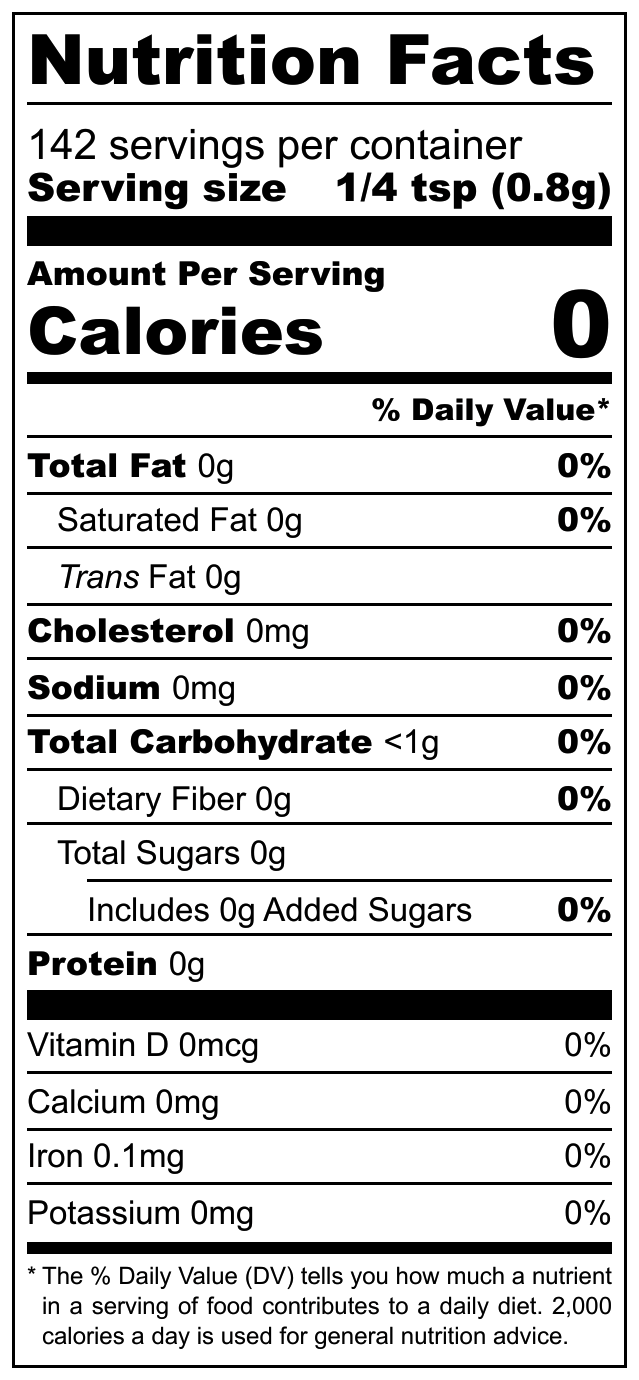 Nutrition Fact sheet