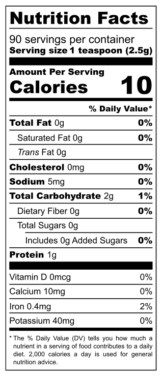 Nutrition Fact sheet