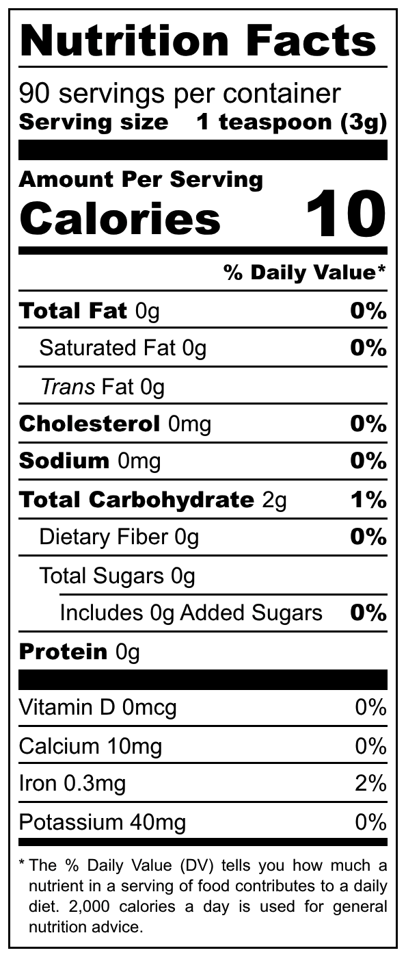 Nutrition Fact sheet