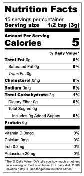 Nutrition Fact sheet