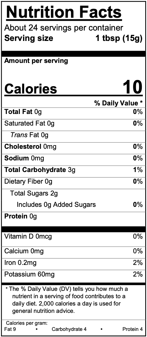 Nutrition Fact sheet