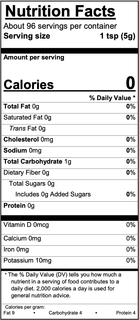Nutrition Fact sheet