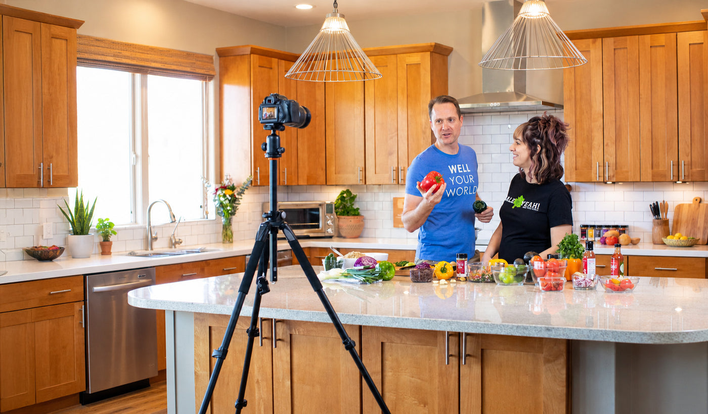Dillon and Reebs cooking live in the Well Your World kitchen